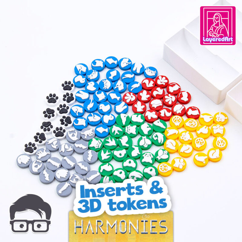Inserts / Organizer for Harmonies plus upgraded animal tokens by am-media.biz